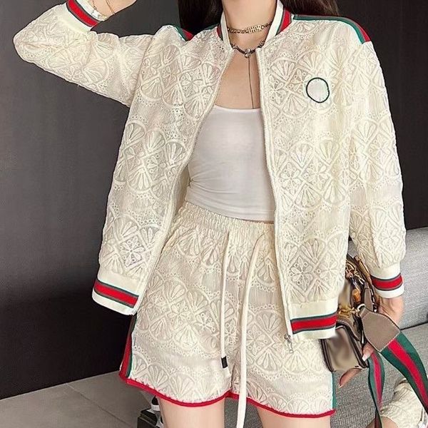 

designer pantsuits two piece sets fashion women's knitted luxury lapel trend couture famous jacket set tees g211, White