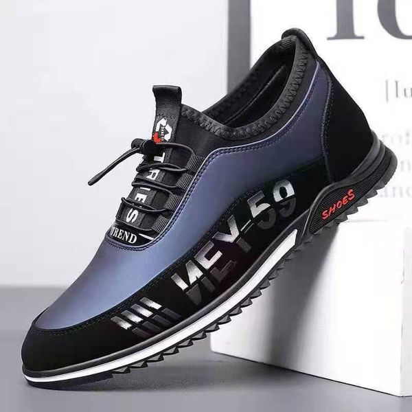 

men casual shoes fashion breathable british mens sneakers 2023 spring new sport flat comfortable driving shoes peas shoes, Black