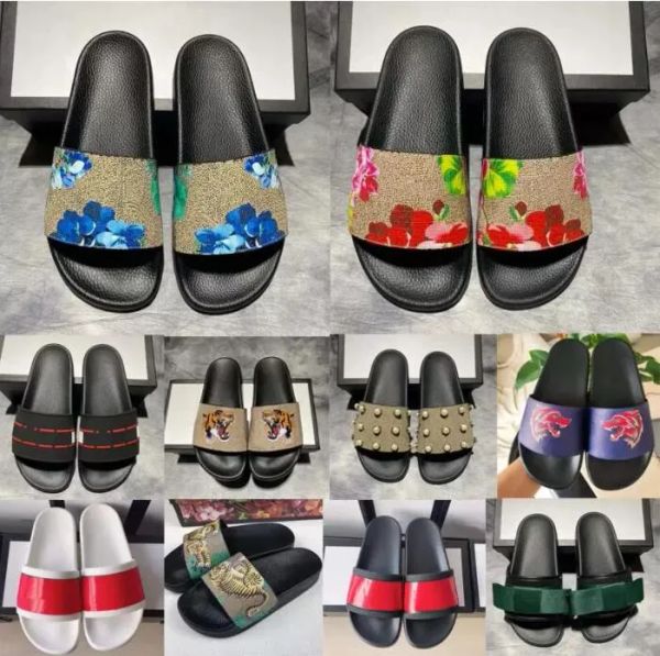 

designer luxury slippers men women wide flat shoes slide summer fashion sandals with thick sandal slipper flip flops, Black