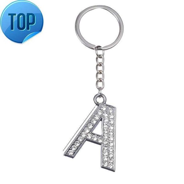 

factory wholesale custom metal bling key ring silver rhinestone set diamond letters keychain souvenir handbag charm