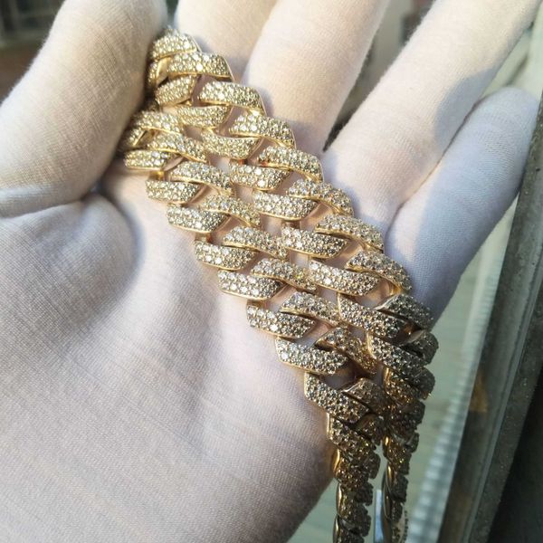 

factory wholesale 925 sterling silver mens hip hop 8mm iced out moissanite diamond cuban link chain necklace