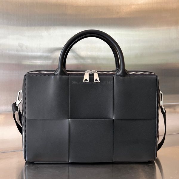 

10a quality bag bv's 36cm arco men's solid briefcases intreccio woven cowhide crossbody designer fashion real leather zipper handb