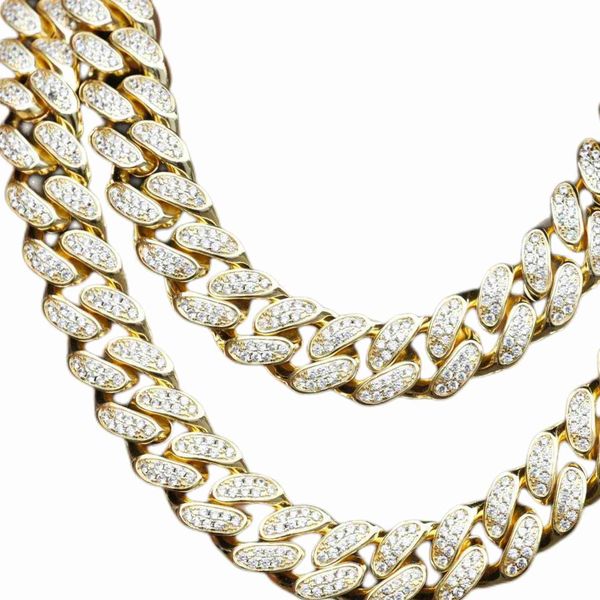 

hip hop diamond links silver moissanite chains 18k gold cuban men's necklace