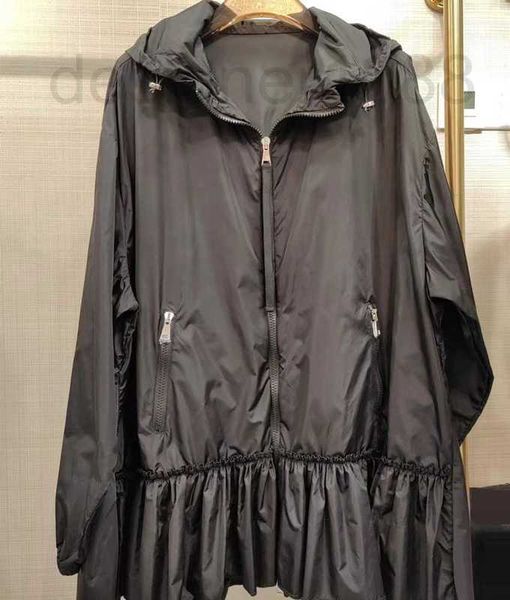 

designer  family spring and summer new ladies style women's outdoor sunscreen clothing hooded jacket ruffle hem windbreaker coat i1qq, Tan;black