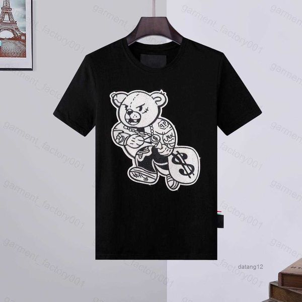 

phillip plain men designer pp skull diamond t shirt short sleeve dollar brown bear brand tee o-neck skulls tshirt tees 07 u3lc 5 grhw, White;black
