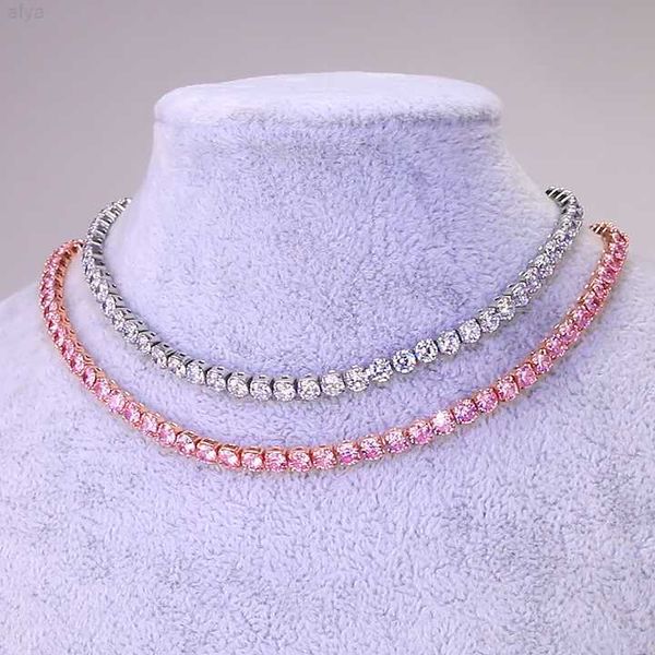 

rose gold silver cz sterling tennis necklace chokers chain for