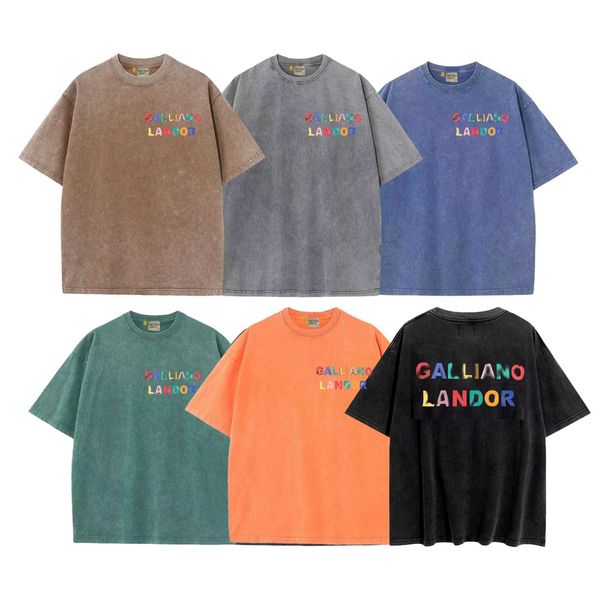 

wholesale designer t shirt for sale american fashion brand high grade g allery d ept color painted letter printing washed old couple cotton, White;black