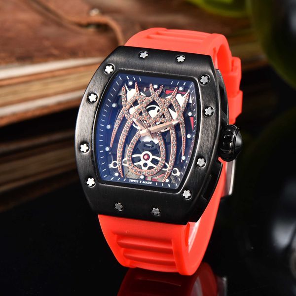 

2023 latest men's watches luxury rcd designer watches business fashion diamond quartz watches classic resin strap cool watches, Slivery;brown