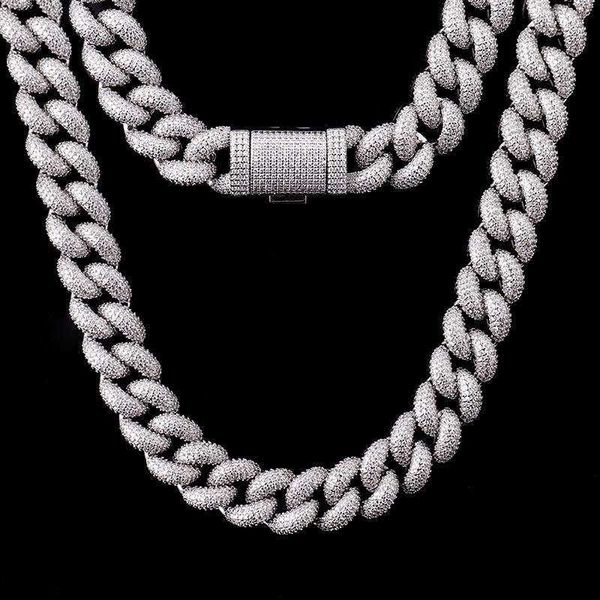 

hip hop chunky gold plated solid 925 sterling silver choker necklace bracelet moissanite cuban chain set for man