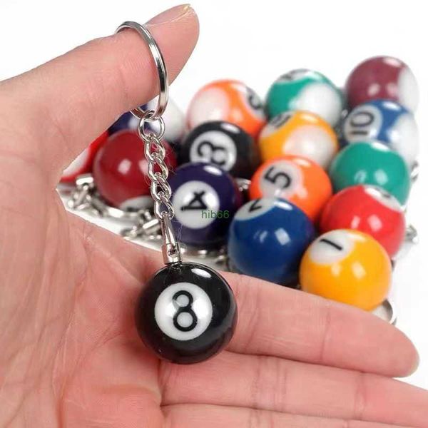 

8auu keychains lanyards fashion creative billiard pool keychain table ball key ring lucky black no.8 key chain resin ball jewelry accessorie, Silver