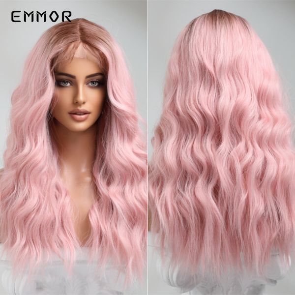 

ombre to brown pink middle part wavy lace wig fashion natural hair wig for women daily wigsfactory direct, Black