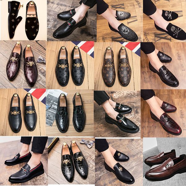 

luxury brand horsebit white leffer shoes glossy g genuine leather leather shoes men party casual shoes gentleman formal business shoes, Black