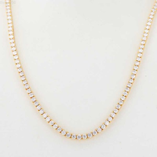 

starsgem premium custom jewelry 9k solid gold 4mm round cut moissanite tennis chain necklace, Silver