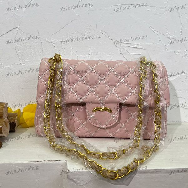 

designer womens crossbody bag shoulder bag cowhide exquisitely embroidered diamond-plaid gold hardware turnbuckle straw chain shoulder bags
