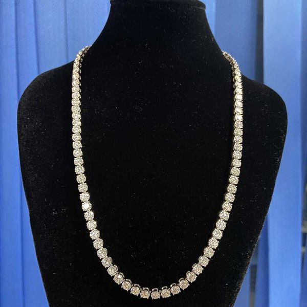 

hq gems 18 inch s925 sterling silver vvs moissanite tennis chain 5mm necklace hip hop jewelry for men
