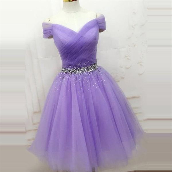 

charming lavender homecoming dresses v-neck short sleeve prom gowns beading tulle knee-length party dresses graduation gowns custom mdae, Blue;pink