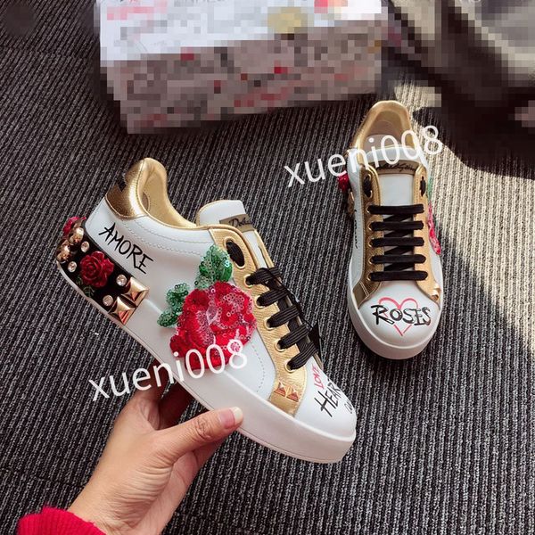 

mens classics brand casual shoes leather lace-up sneaker running trainers letters shoes flat printed sneakers, Red;white