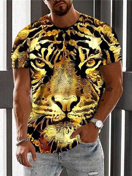 

men's t shirt tee animal tiger graphic prints crew neck 3d print daily holiday short sleeve print clothing apparel designer casual big, White;black