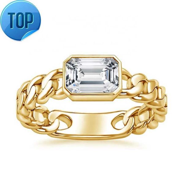 

factory custom 925 sterling silver emerald cut lab diamond chain ring
