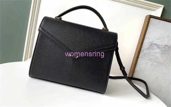 

5a 578000 24.5cm cassandra handle medium bag grained embossed leather shoulder bag with dust bag