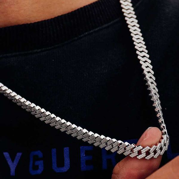 

8mm iced out moissanite cuban chain necklace 22inches for mens hip hop musician club, Silver