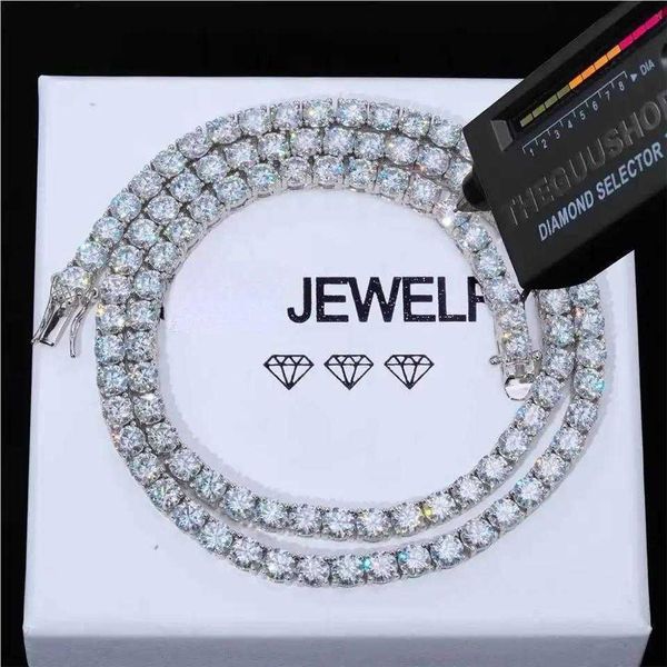 

925 sterling silver tennis chain vvs moissanite necklace hip hop fine jewelry