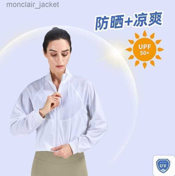 

lulu's same female jacket fitness sports running outdoor sun protection refreshing breathable holes quick drying windbreaker sun protec, Black;brown
