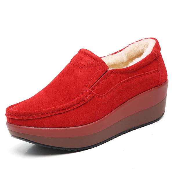 

2023 new fringe wedge platform shoes for women korean frosted suede warm plush boots female breathable hollow casual shoes, Black