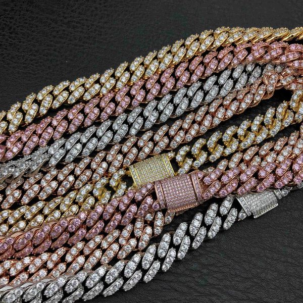 

12mm 925 sterling silver iced out vvs moissanite diamond cuban link chain