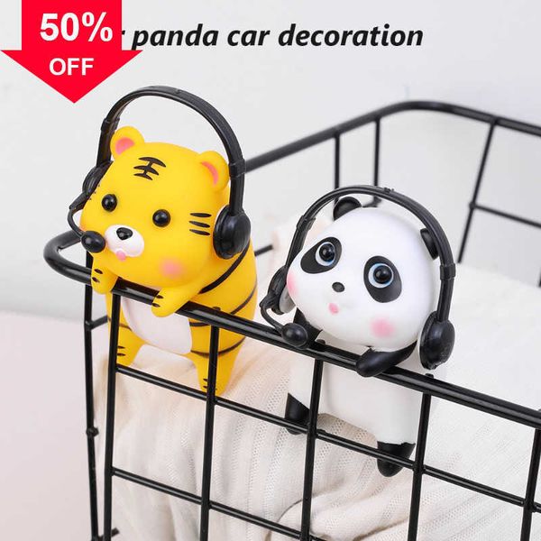 

new cute cartoon dj tiger panda car ornaments interior decoraction accessories creative gift home decoration