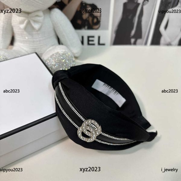 

designer women headbands fashion hair jewelry diamond inlaid logo hair band shiny double stripe design headwear luxurious #including box, Silver