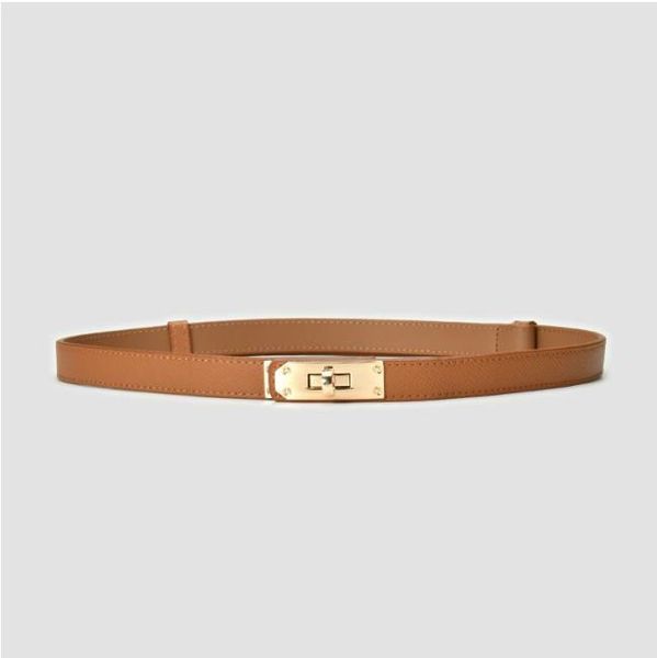 

610s dress belts for women designer narrow leather h belt orange black simple graceful waistband for dresses thin small metal buckle smooth, Black;brown
