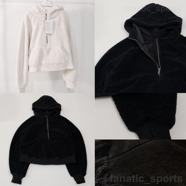 

lu align lu scuba yoga sport loose hooded girl cotton clothing hoody perfectly oversized fitness sweatshirts pullover casual half zip joggin, White;red