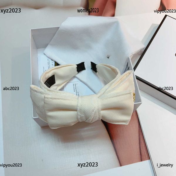 

women headbands designer hair jewelry letter jacquard mesh design hair band bow decoration headwear #including box, Silver