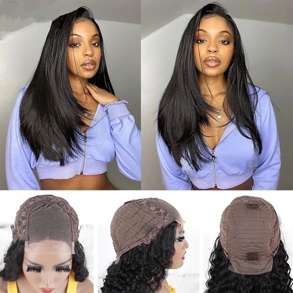 

hair bone straight lace wigs for women brazilian lace frontal wigs straight lace closure wig human hair wigs, Black;brown