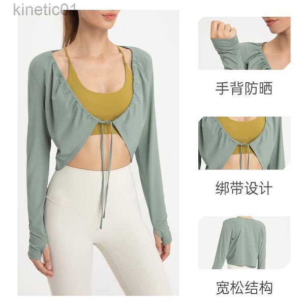 

designer lululemens women t shirt summer short yoga camisole thin women's cardigan ice silk overlay shawl cover up sun protection shirt, White
