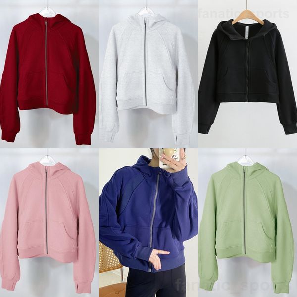 

lu align lu scuba yoga lady jogging hoody coat loose solid zip up sports hooded long sleeve woman pullover sweatshirts perfectly oversized h, White;red