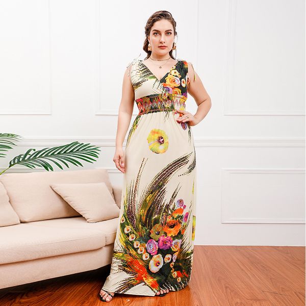 

cross-border sales of bohemian style fat mm collar plus fat beach skirt seaside long skirt mop ice silk dress, Black;gray