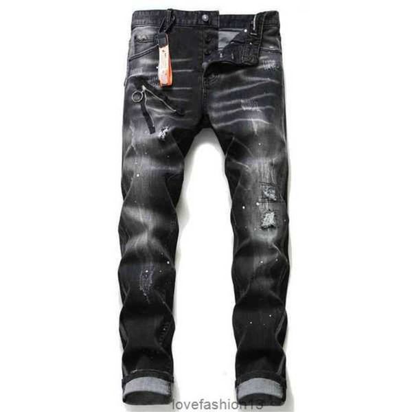 

fashion ds brand european italy men's slim jeans mens denim trousers zipper blue hole pencil pants jeansncjr
