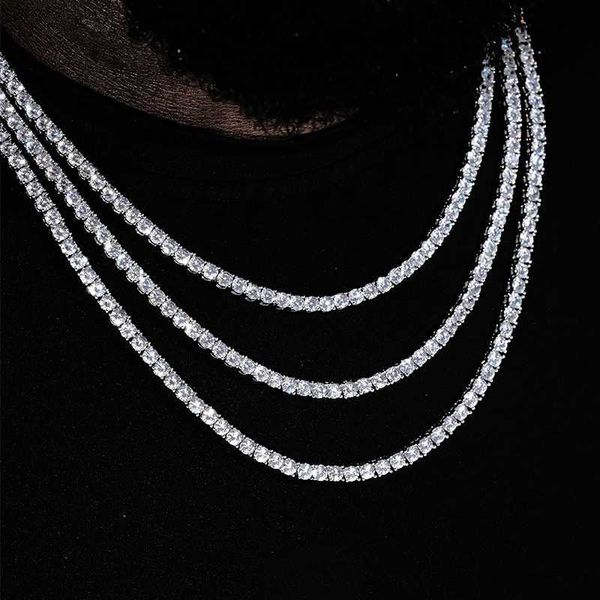 

hip hop jewelry iced out gold plated necklace 925 sterling silver 3mm 4mm 5mm 6mm vvs moissanite diamond men gra certified