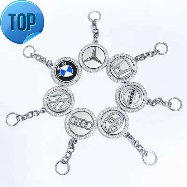 

custom car water diamond shinny key ring 3d silver stereo diamond inlaid metal car keychains custom key chain for car