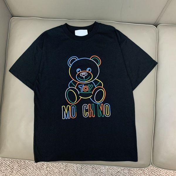 

summer designer womens moschino t shirts italian luxury brands tees cartoon bear stamp loose cotton round neck for outdoor leisure clothing, White