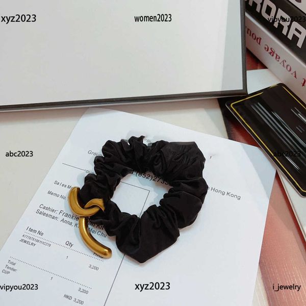

designer women hair rubber bands minimalist black hair jewelry letter metal decoration hair band luxurious #including box, Pink