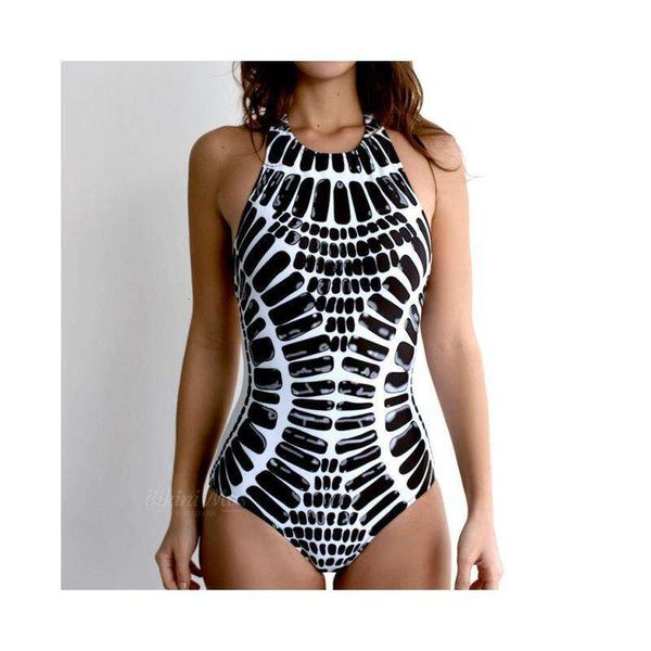 

yilin womens one piece rib printed swimsuit back lace bikini, White;black