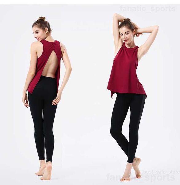 

lady gym tank woman beautiful back yoga vest sleeveless oversize sport smock jogging cover yogas wear swift speed bodybuilding, White;red