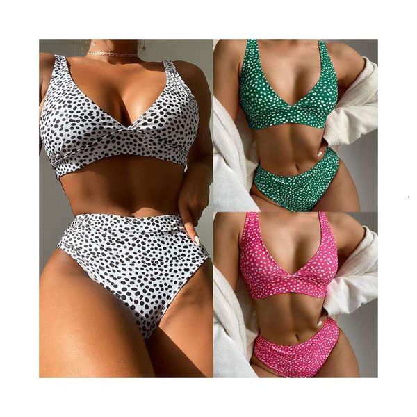 

arrival v neck polka dot backless bikini split swimsuit women, White;black