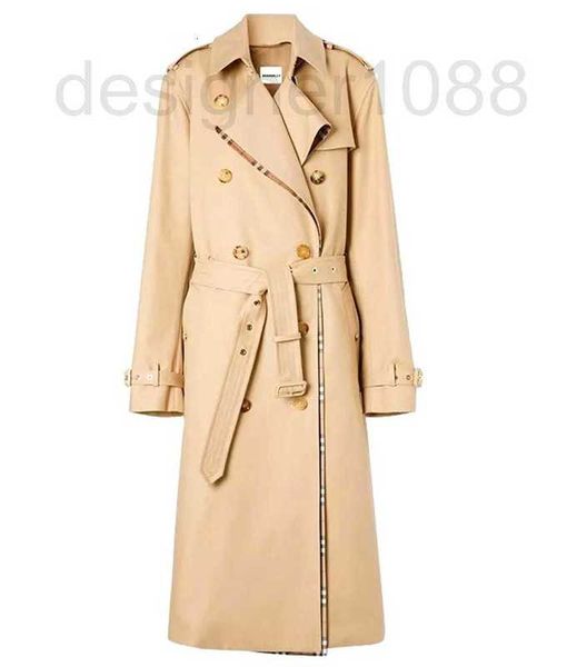 

designer spring and autumn new home b khaki double breasted windbreaker coat women's classic small man british style afz7, Tan;black