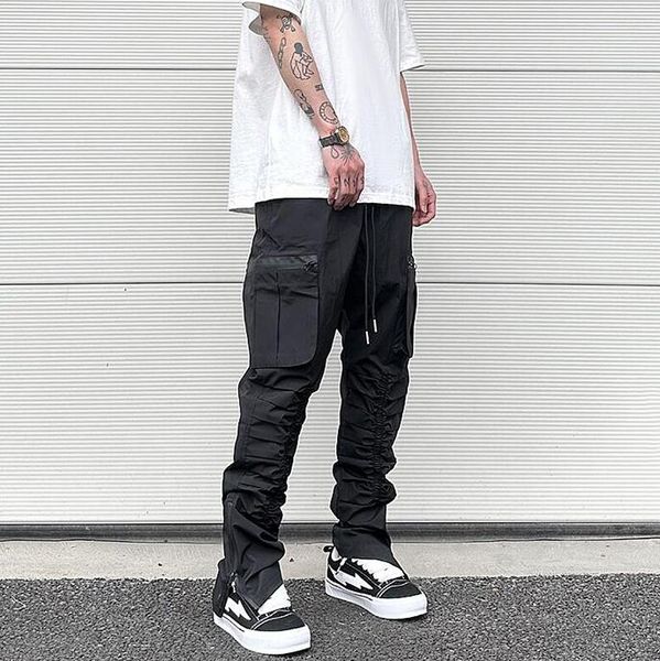 

black pants waterproof zipper casual nylon men's jogging pant, Black;brown