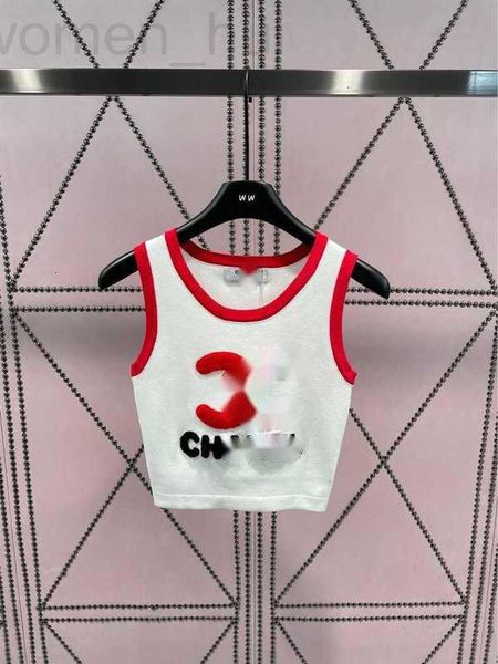 

women's t-shirt designer c family 23 spring/summer new towel embroidery color matching knitted tank 3d letter display advanced kr2o, White