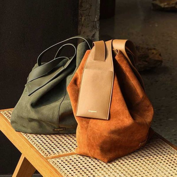 

songmont bags blogger's same song suede ear tote bag 2023 niche design single shoulder crossbody large capacity commuting women's